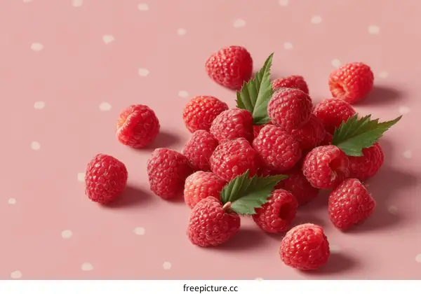 Fresh Raspberries on a Pink Background