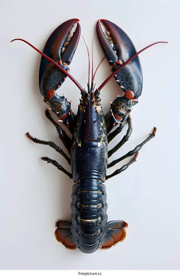 A large lobster on a white background