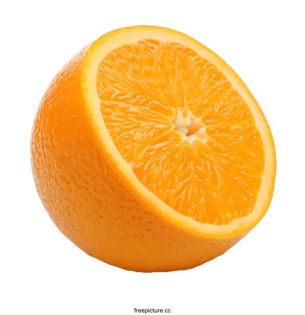 [Transparent Background PNG]Half Sliced Orange Fruit Isolated on White Background
