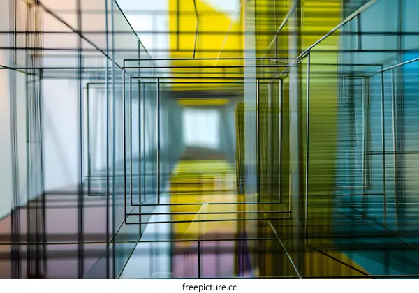 Abstract Glass Cubes Art Installation