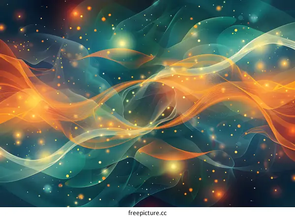 Wavy Orange and Green Abstract