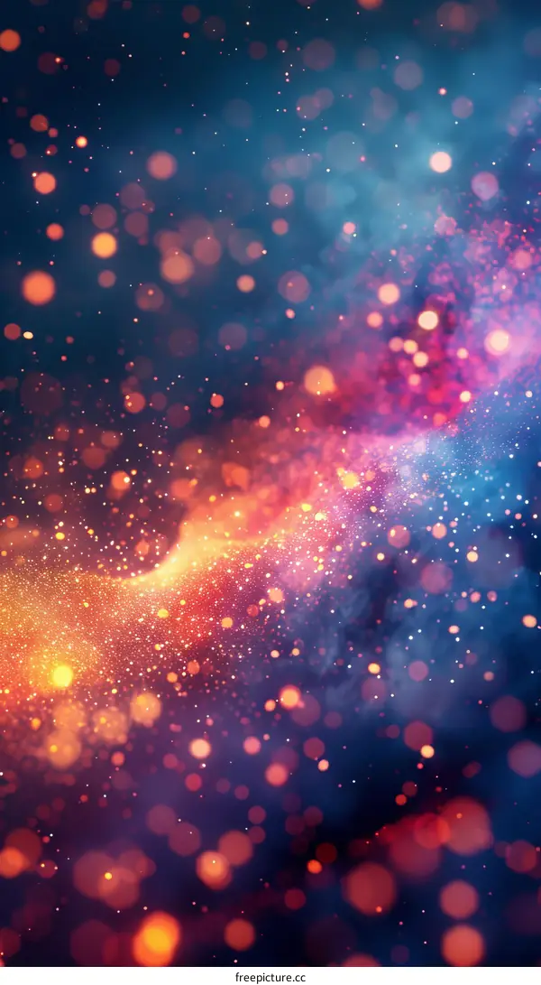 Colorful glowing particles in deep space