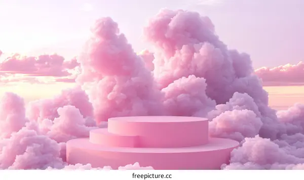 Pink Cloud Podium Scene for Product Display