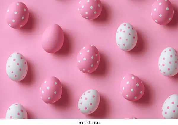 Pink Easter Eggs with White Polka Dots