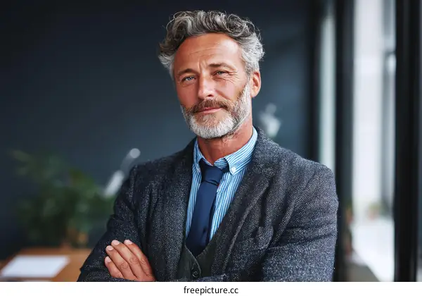 Confident Businessman in Modern Office Setting