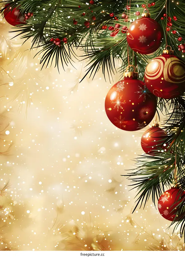 Christmas Tree With Red And Gold Ornaments