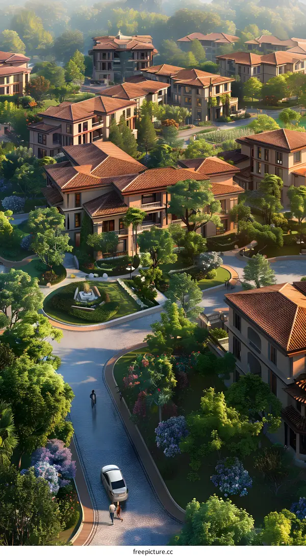 Aerial View of Luxury Homes in a Suburb