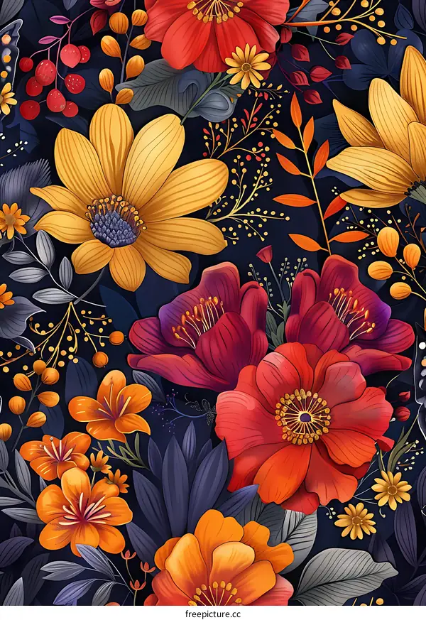 Colorful Floral Pattern Seamless Illustration