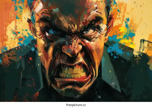 man with road rage in a colorful background