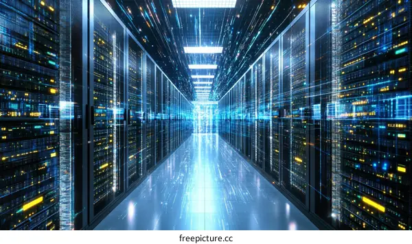 Futuristic Server Room Corridor