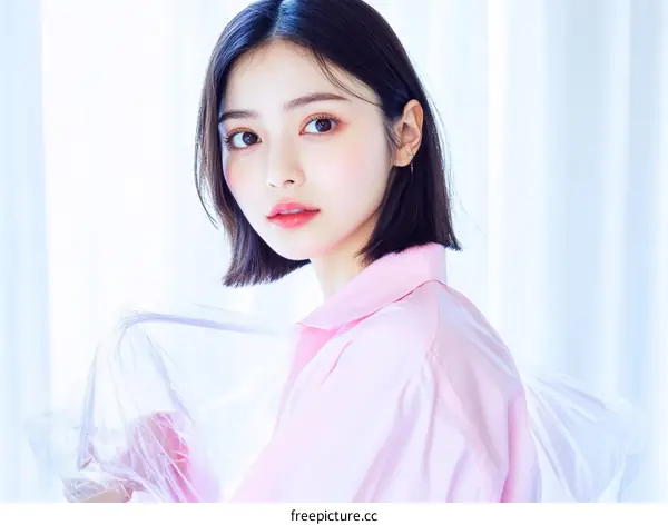 Asian Woman in a Light Pink Shirt