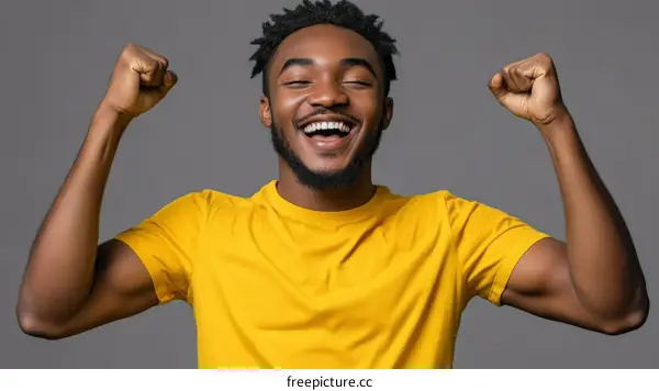 Happy Black Man Celebrating Victory