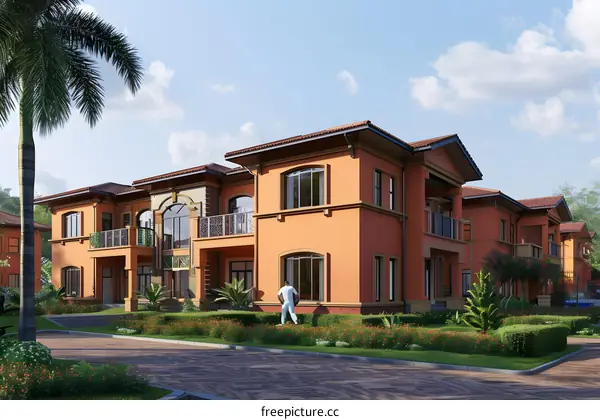 Modern Luxury Villa with Palm Trees in a Tropical Paradise