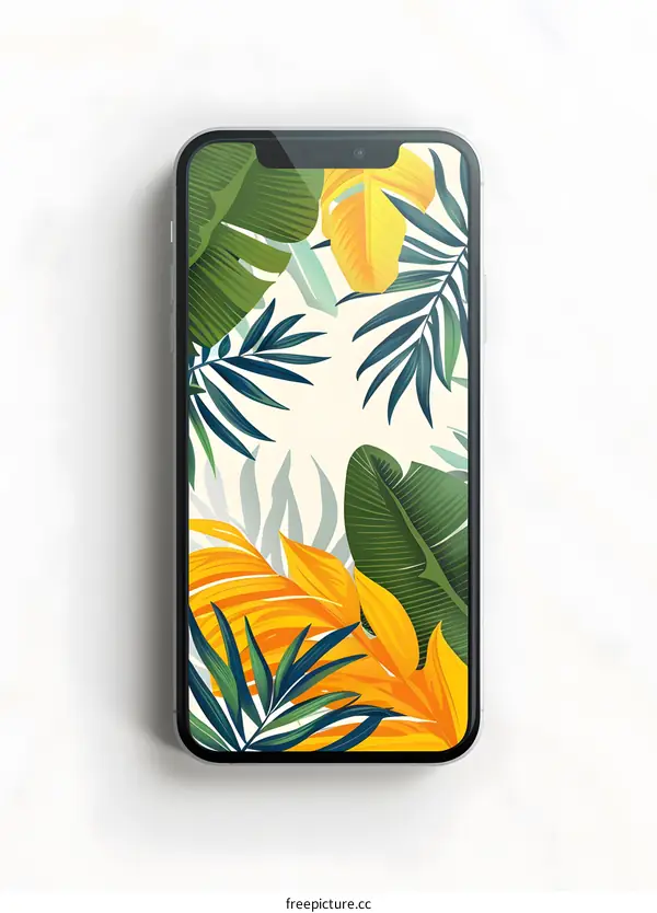 Tropical Leaf Pattern Phone Mockup