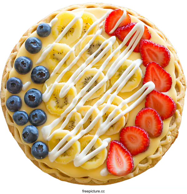 [Transparent Background PNG]Fruit Dessert Pizza Closeup
