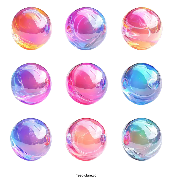 [Transparent Background PNG]Colorful  Abstract Glass Sphere Collection