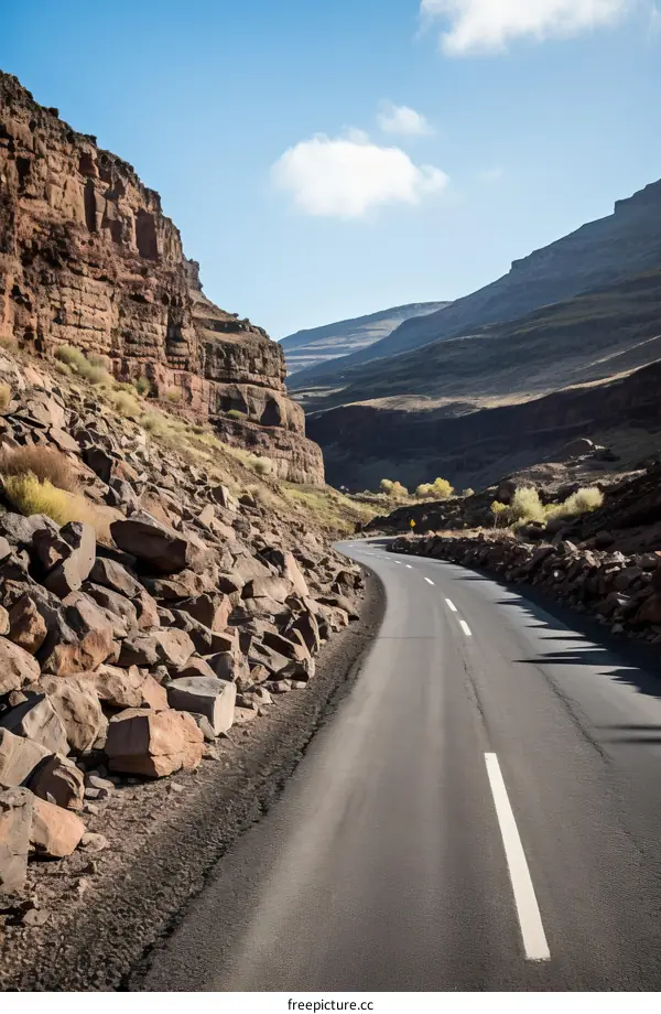 Road through a narrow valley