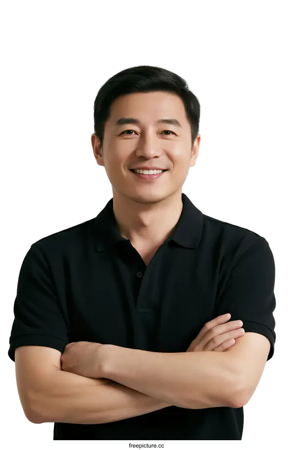 [Transparent Background PNG]Portrait of a confident man with arms crossed