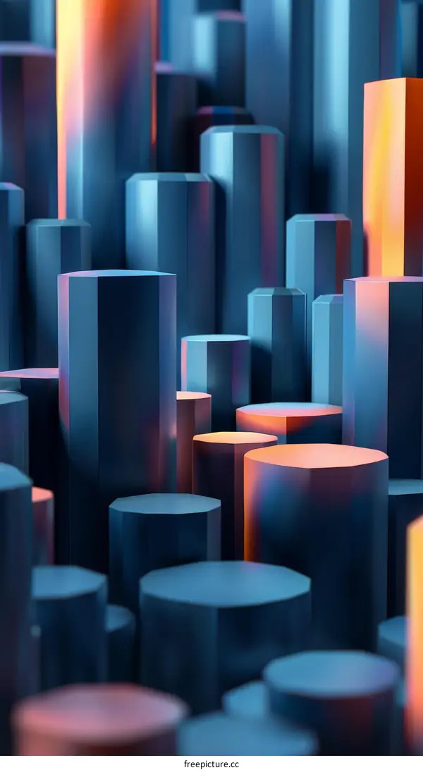 Hexagonal Columns 3D Render