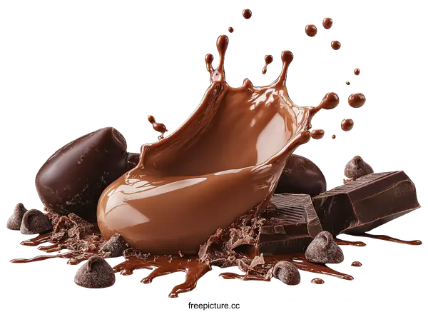 [Transparent Background PNG]Chocolate Splash and Assorted Chocolates