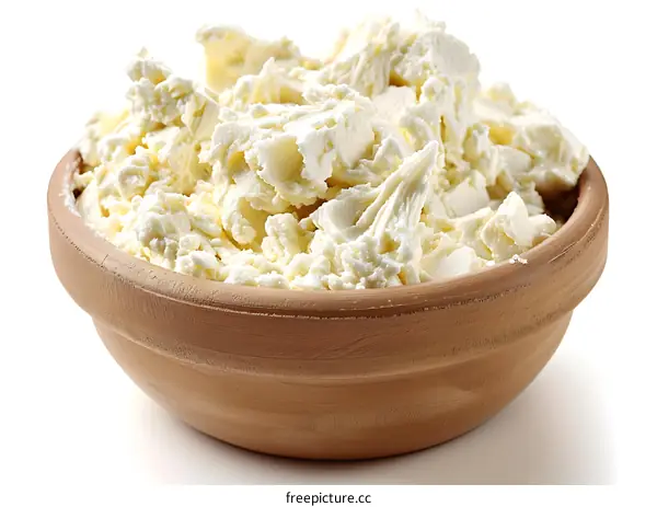 Close-up of a bowl of soft cheese