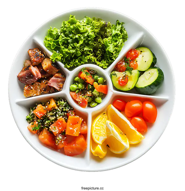 [Transparent Background PNG]Colorful Healthy Food Platter with Variety of Dishes