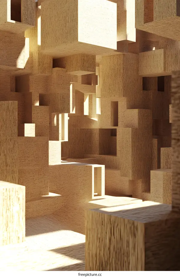 Abstract Wooden Structure with Light