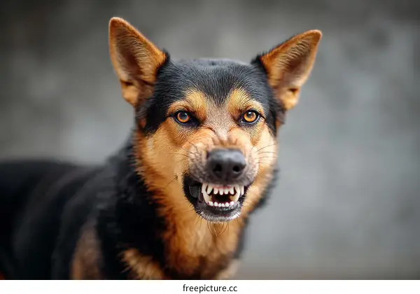 Aggressive German Shepherd Close-up