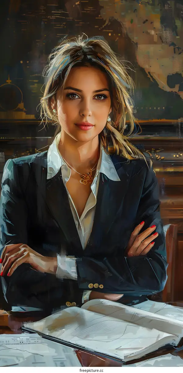Portrait of a Confident Businesswoman in a Suit