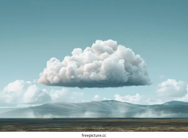 Vast Blue Sky with White Clouds Covering Serene Meadow