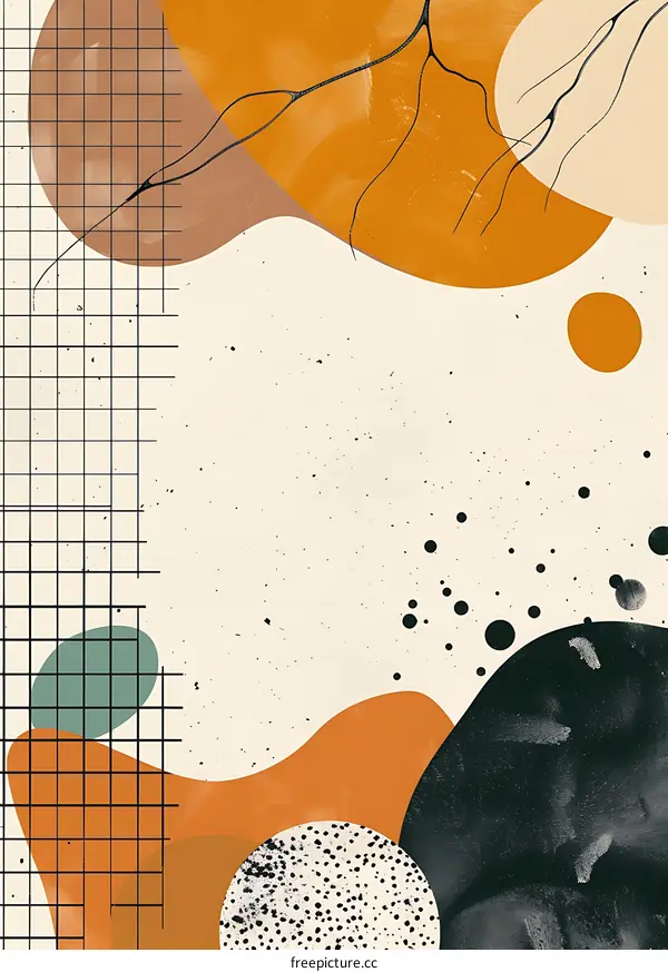 Abstract Shapes and Grid Pattern Background