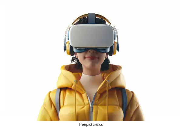 Young Woman Immersed in Virtual Reality