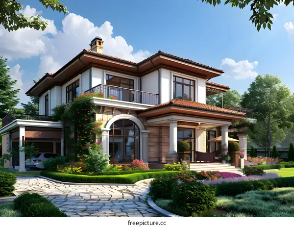 A beautiful house with a garden