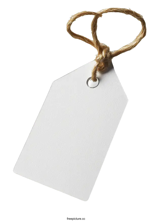 [Transparent Background PNG]Blank White Price Tag with Twine
