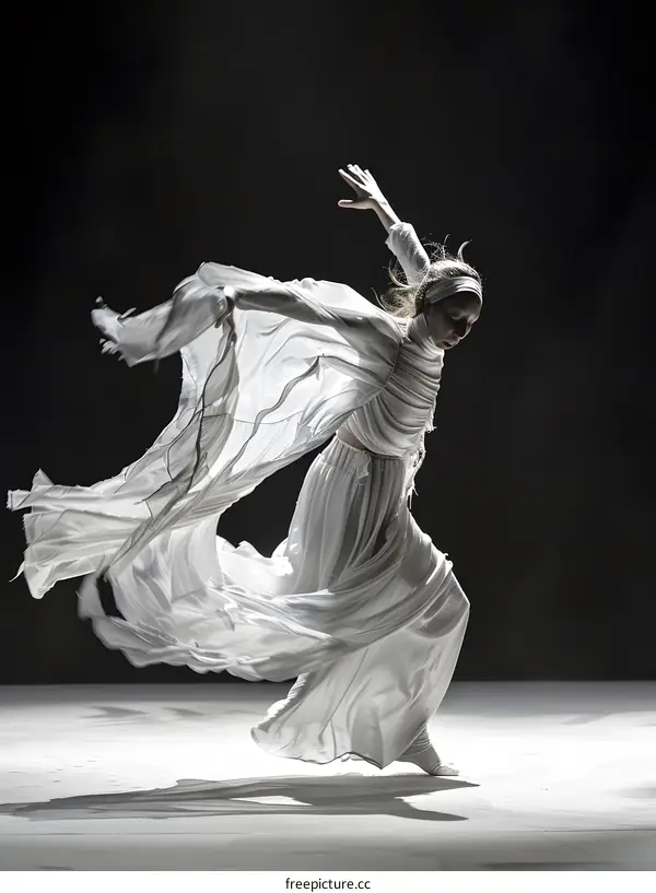 The Graceful Dance of a Woman in White