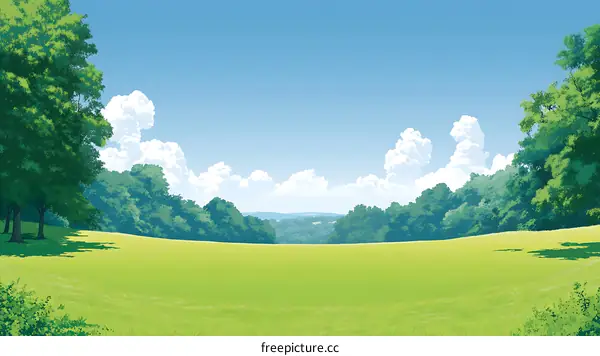 Summer Day Landscape Illustration