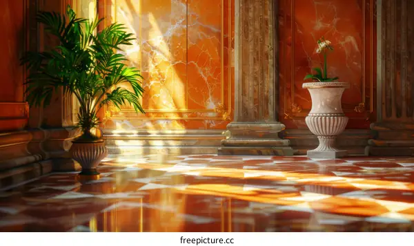 Luxurious Interior with Sunlight and Ornamental Vase