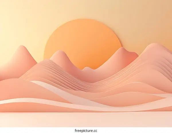 Abstract Minimalist Paper Mountains Sunset Design