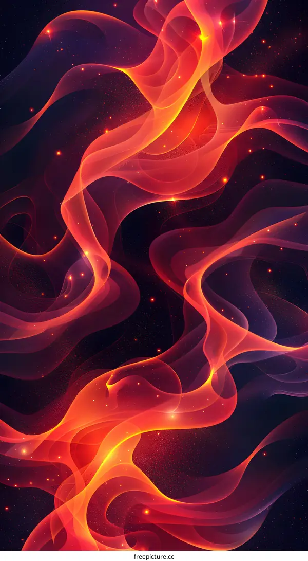 Red and yellow flames dance in space