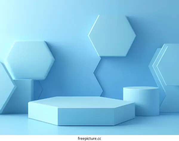 Abstract Geometric Light Blue 3D Display