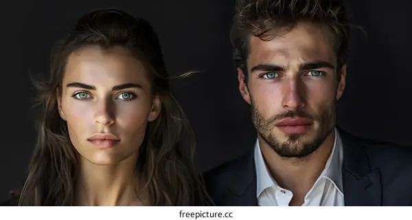 Close Up Portrait of Man and Woman