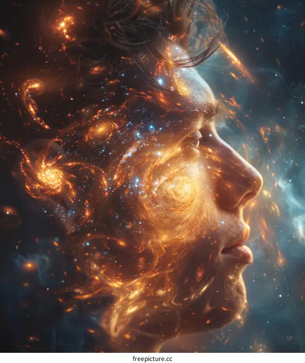 Portrait of a Man with Galaxy Hair