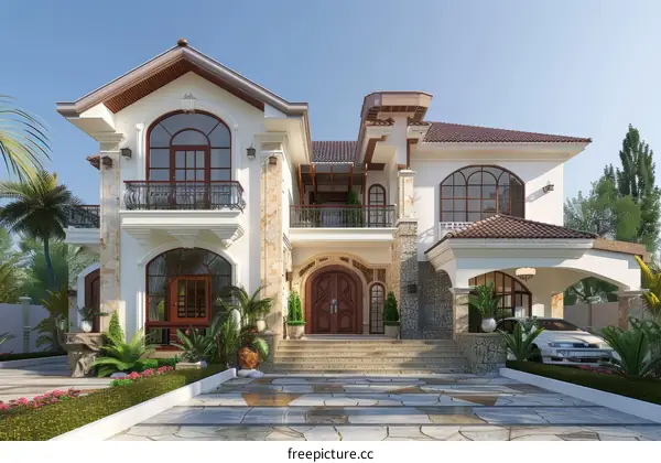 Luxury Mansion Exterior Design Illustration
