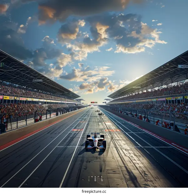 Formula One Race Cars Speeding Down a Track