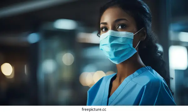 Portrait of a young female doctor wearing a surgical mask