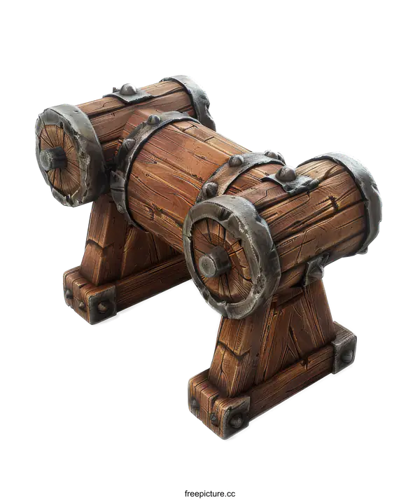 [Transparent Background PNG]A wooden catapult isolated on white background