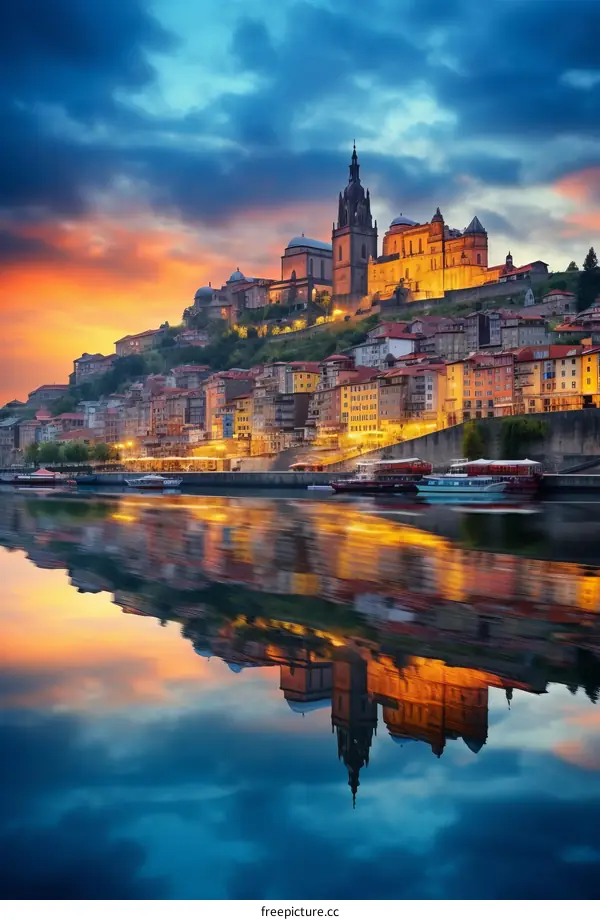 Scenic sunset view of Porto, Portugal