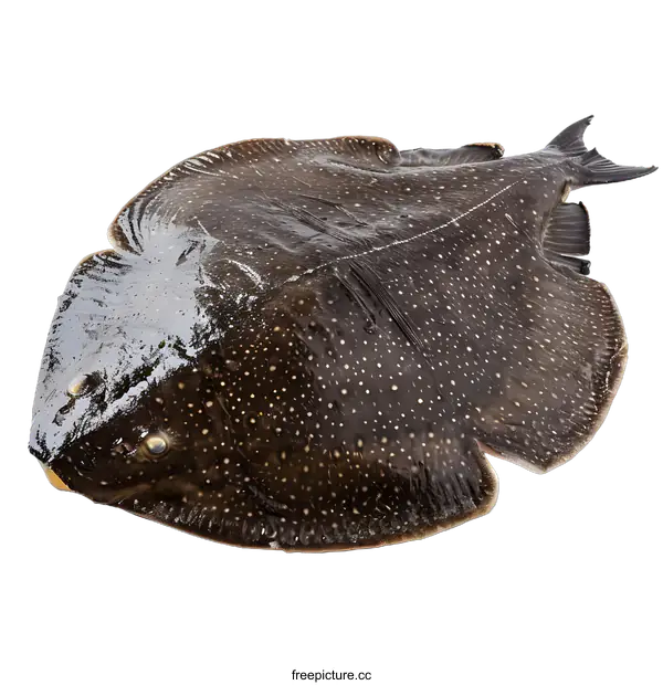 [Transparent Background PNG]A large black halibut fish on a white background