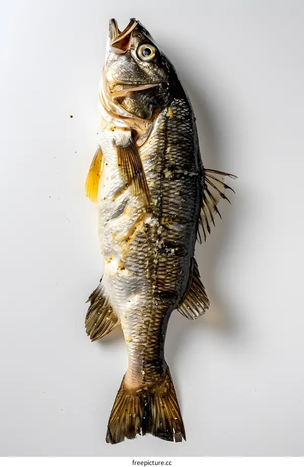 Cooked Fish on White Background
