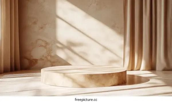 Beige Display Podium in Minimalist Interior